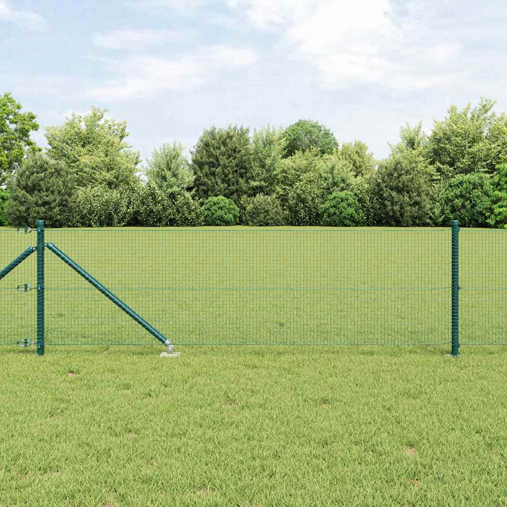 vidaXL Welded Wire Fence with Spikes 10 x 0.6 m PVC-coated Steel Green 1