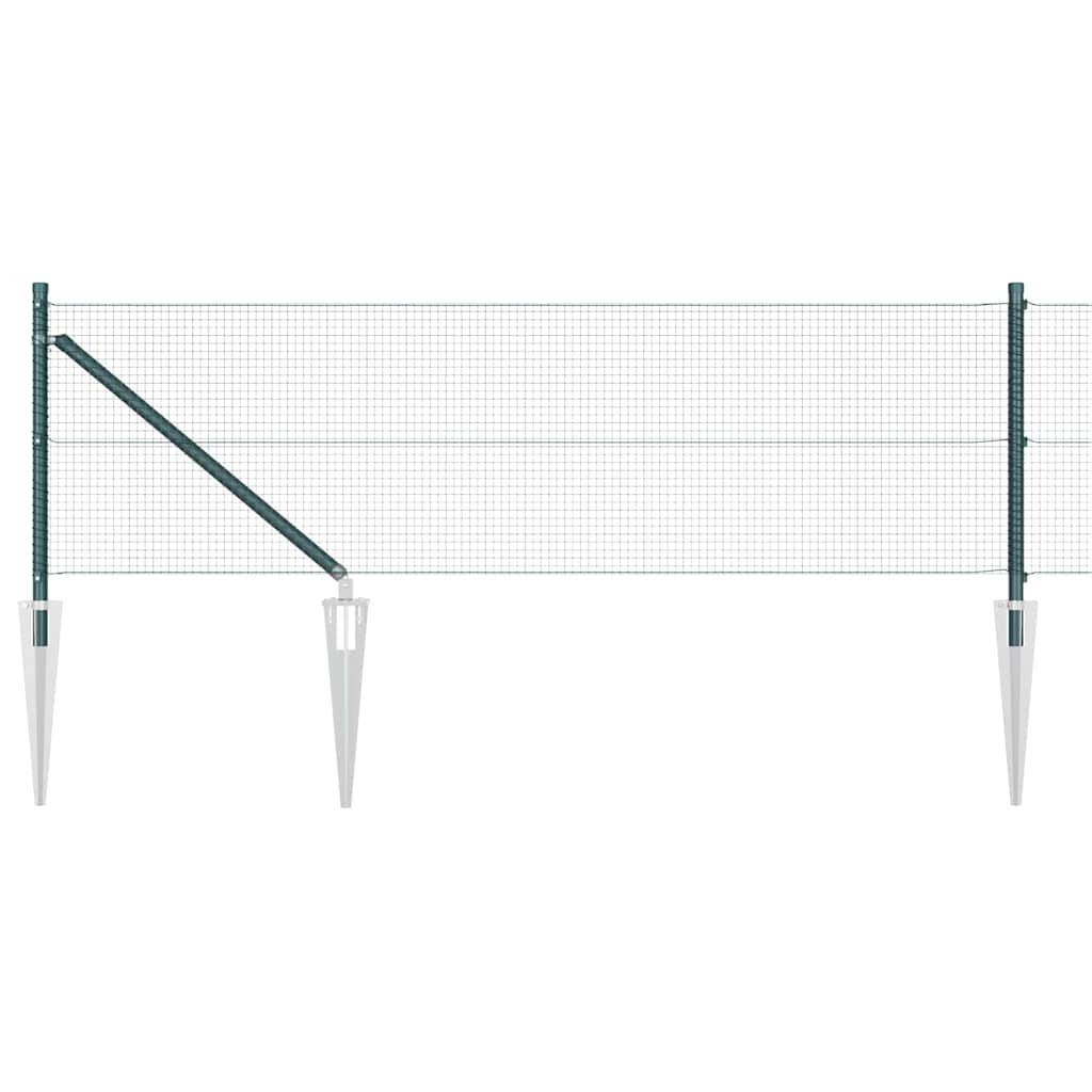 vidaXL Welded Wire Fence with Spikes 10 x 0.6 m PVC-coated Steel Green 2