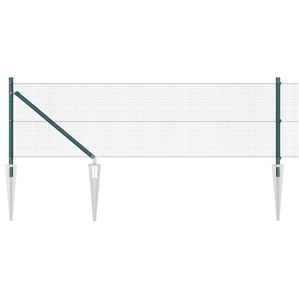 vidaXL Welded Wire Fence with Spikes 10 x 0.8 m PVC-coated Steel Green 2