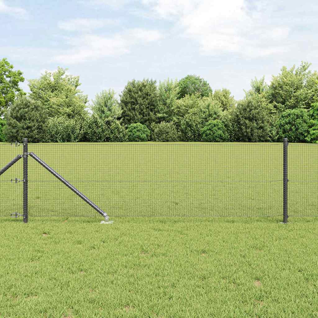 vidaXL Welded Wire Fence with Spikes 10 x 0.6 m PVC-coated Steel Grey 1
