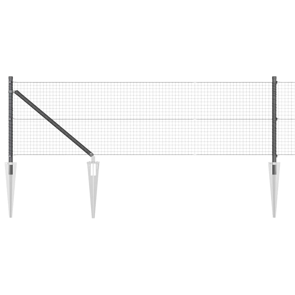 vidaXL Welded Wire Fence with Spikes 10 x 0.6 m PVC-coated Steel Grey 2