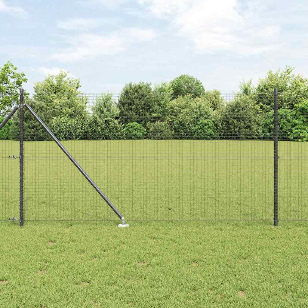 Welded Wire Fence with Spikes 10 x 1 m PVC-coated Steel Grey mesh Size 25 x 25 mm mesh 1 m