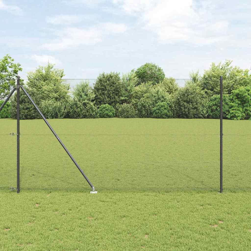vidaXL Welded Wire Fence with Spikes 10 x 1 m PVC-coated Steel Grey mesh Size 16 x 16 mm mesh