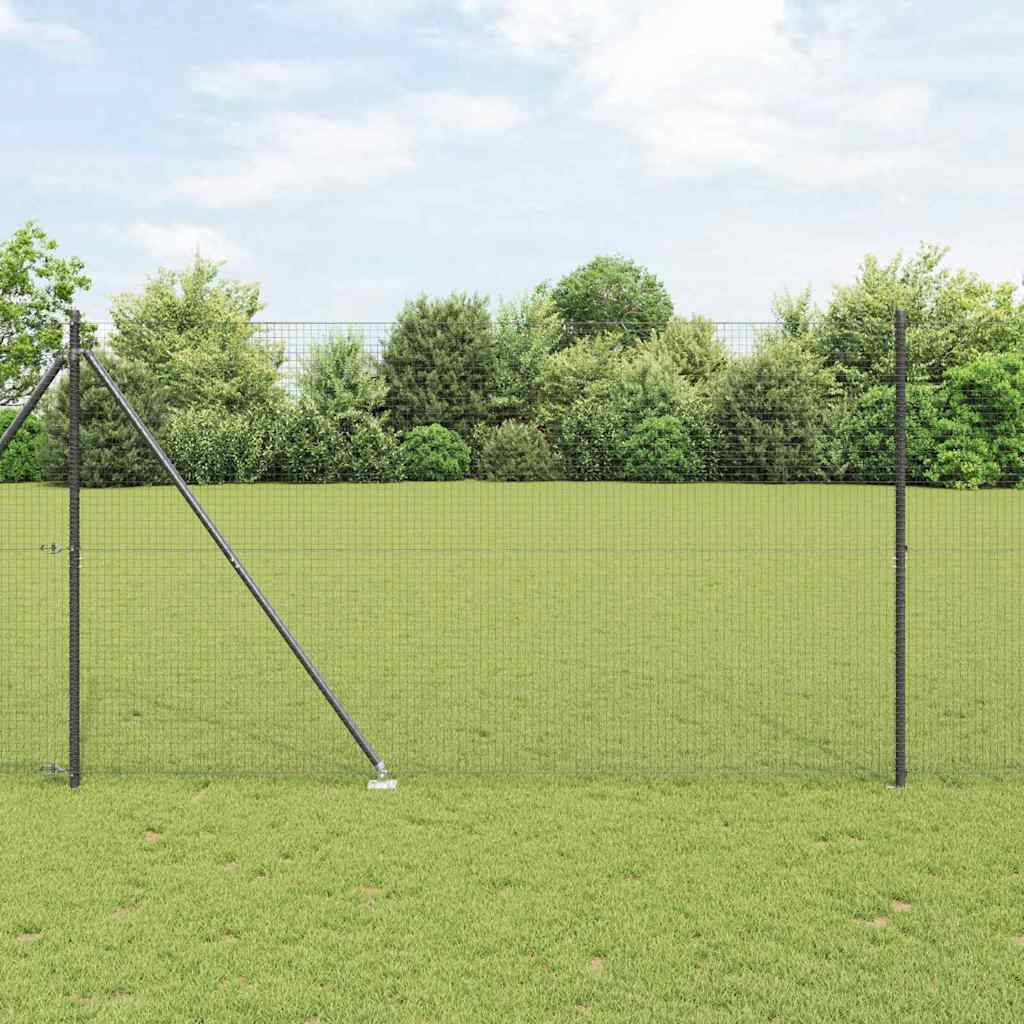 Welded Wire Fence with Spikes 10 x 1 m PVC-coated Steel Grey mesh Size 25 x 25 mm mesh 1.5 m