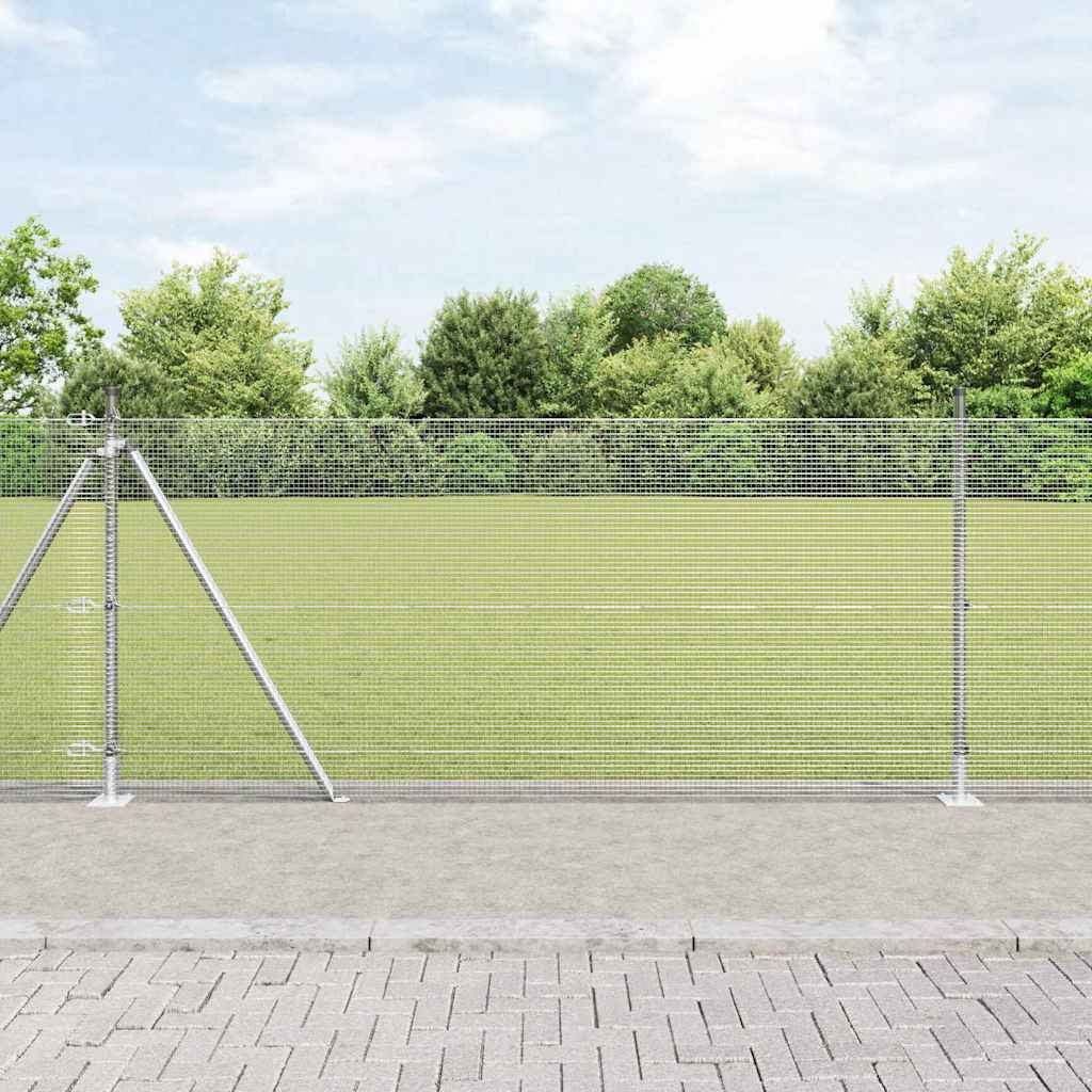 vidaXL Welded Wire Fence with Concrete Base 10 x 1 m Galvanised Steel 1