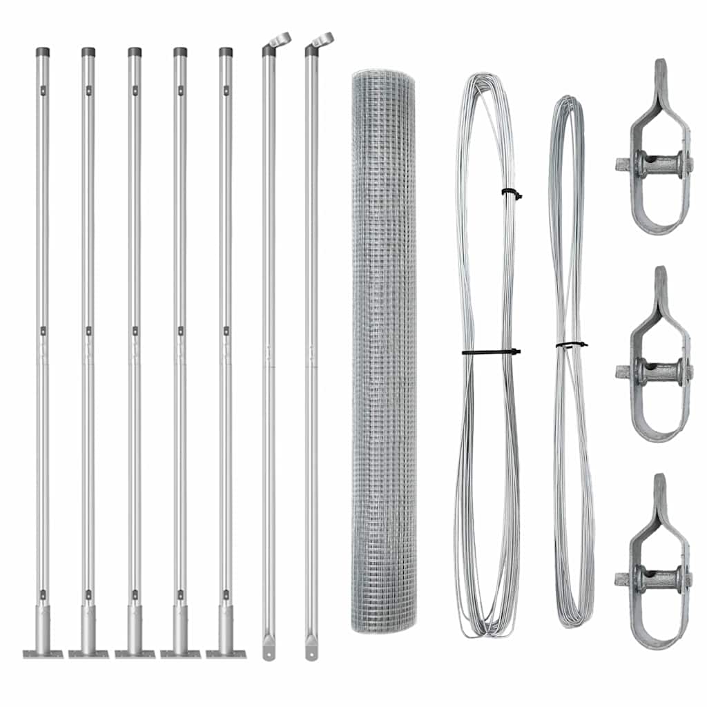 vidaXL Welded Wire Fence with Concrete Base 10 x 1 m Galvanised Steel 2