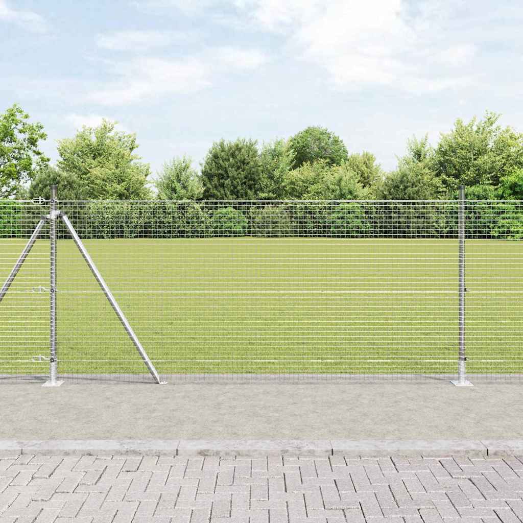 vidaXL Welded Wire Fence with Concrete Base 10 x 1 m Galvanised Steel 1