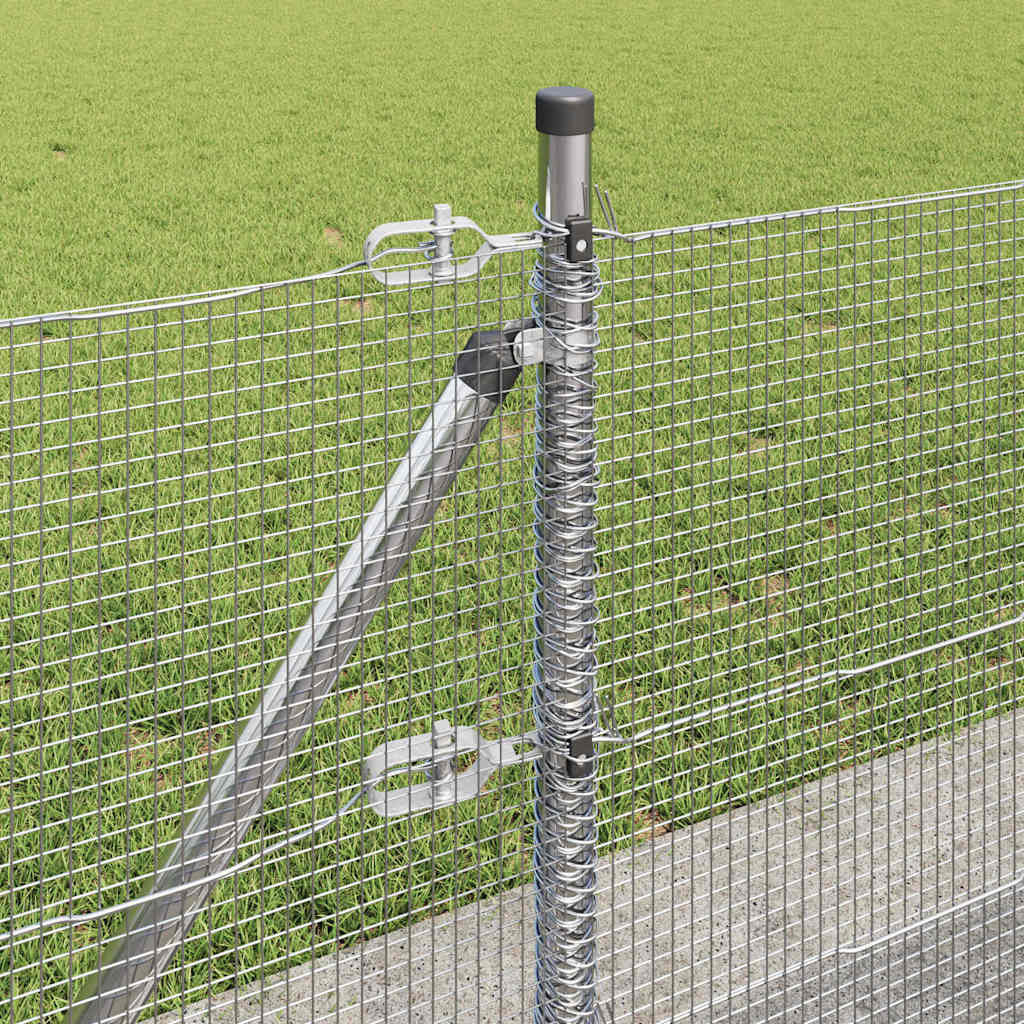 vidaXL Welded Wire Fence with Concrete Base 25 x 0.4 m Silver Mesh 5