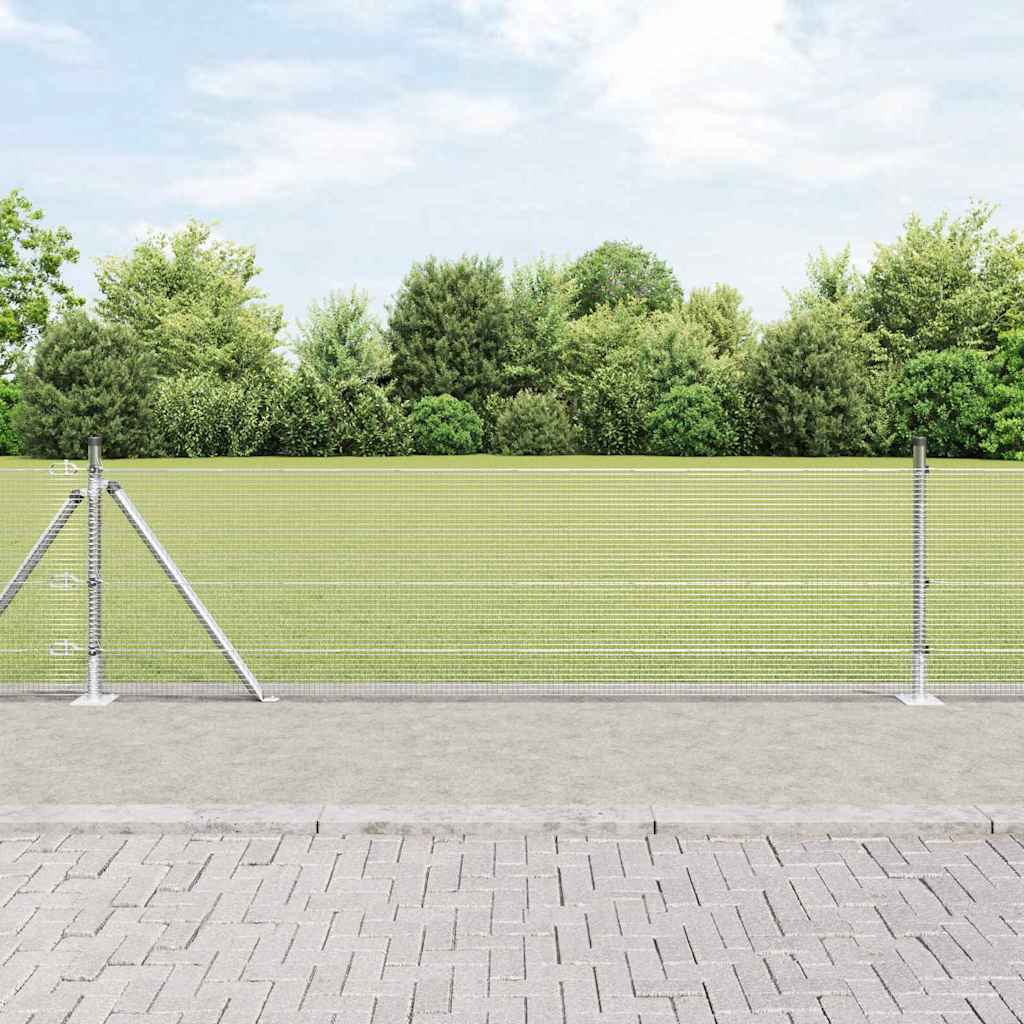 vidaXL Welded Wire Fence with Concrete Base 25 x 0.4 m Silver Mesh 1