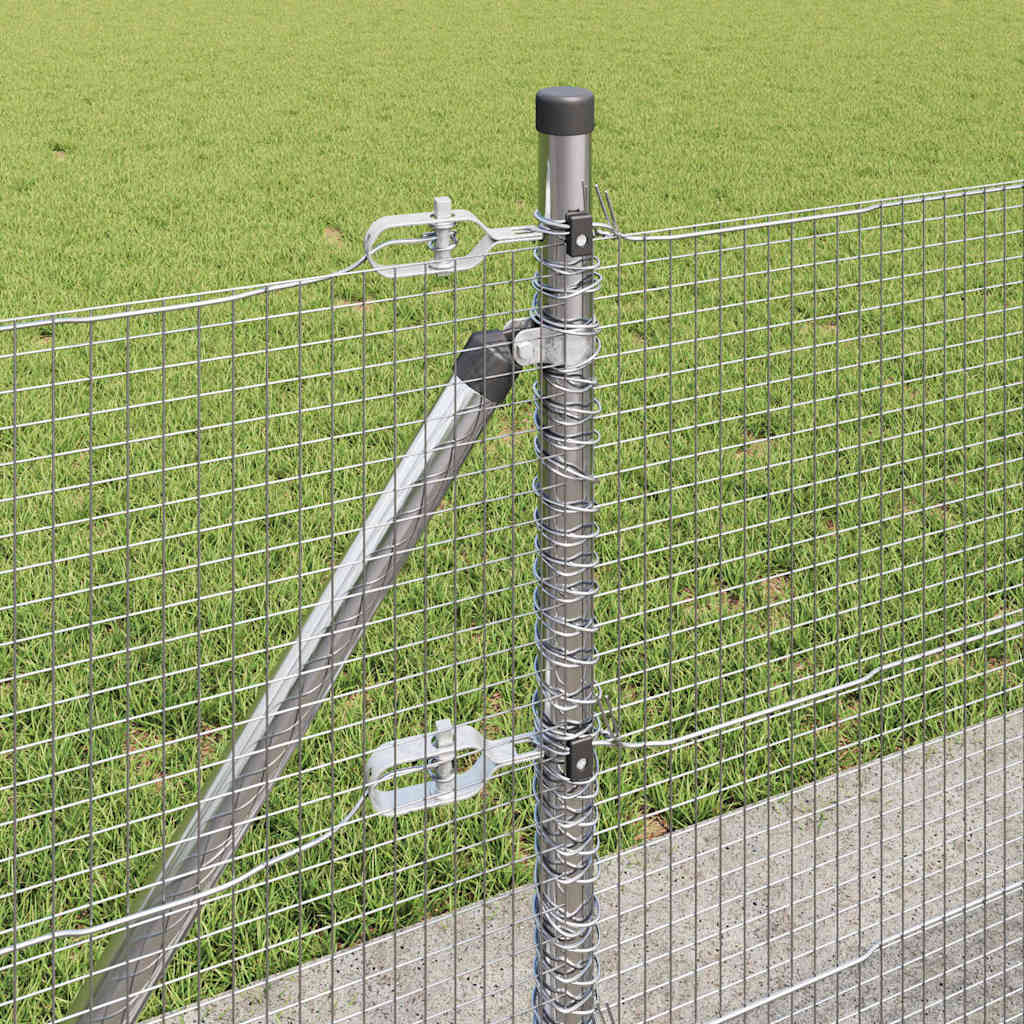 vidaXL Welded Wire Fence with Concrete Base 25 x 0.4 m Silver Mesh 5