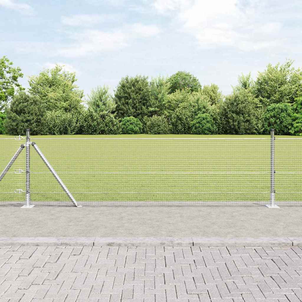 vidaXL Welded Wire Fence with Concrete Base 25 x 0.4 m Silver Mesh 1