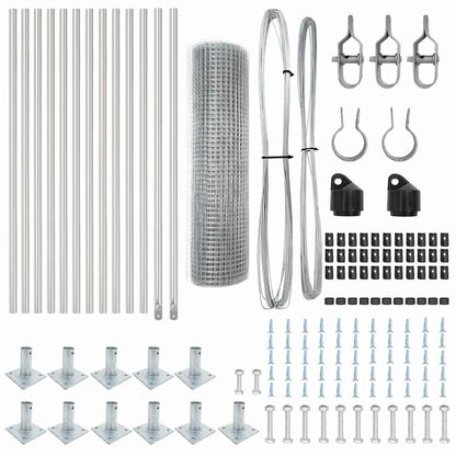 vidaXL Welded Wire Fence with Concrete Base 25 x 0.4 m Silver Mesh 6