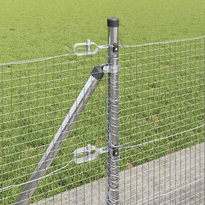vidaXL Welded Wire Fence with Concrete Base 25 x 0.4 m Silver Mesh 5
