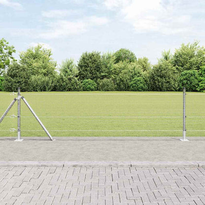 vidaXL Welded Wire Fence with Concrete Base 25 x 0.4 m Silver Mesh 1