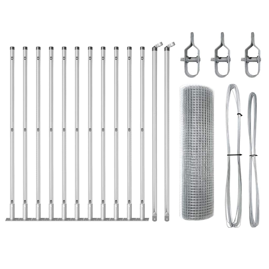 vidaXL Welded Wire Fence with Concrete Base 25 x 0.4 m Silver Mesh 2