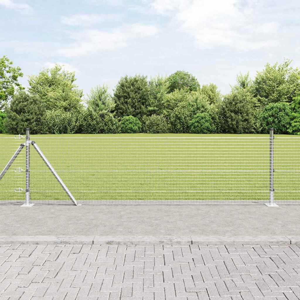 vidaXL Welded Wire Fence with Concrete Base 25 x 0.4 m Silver Mesh 1