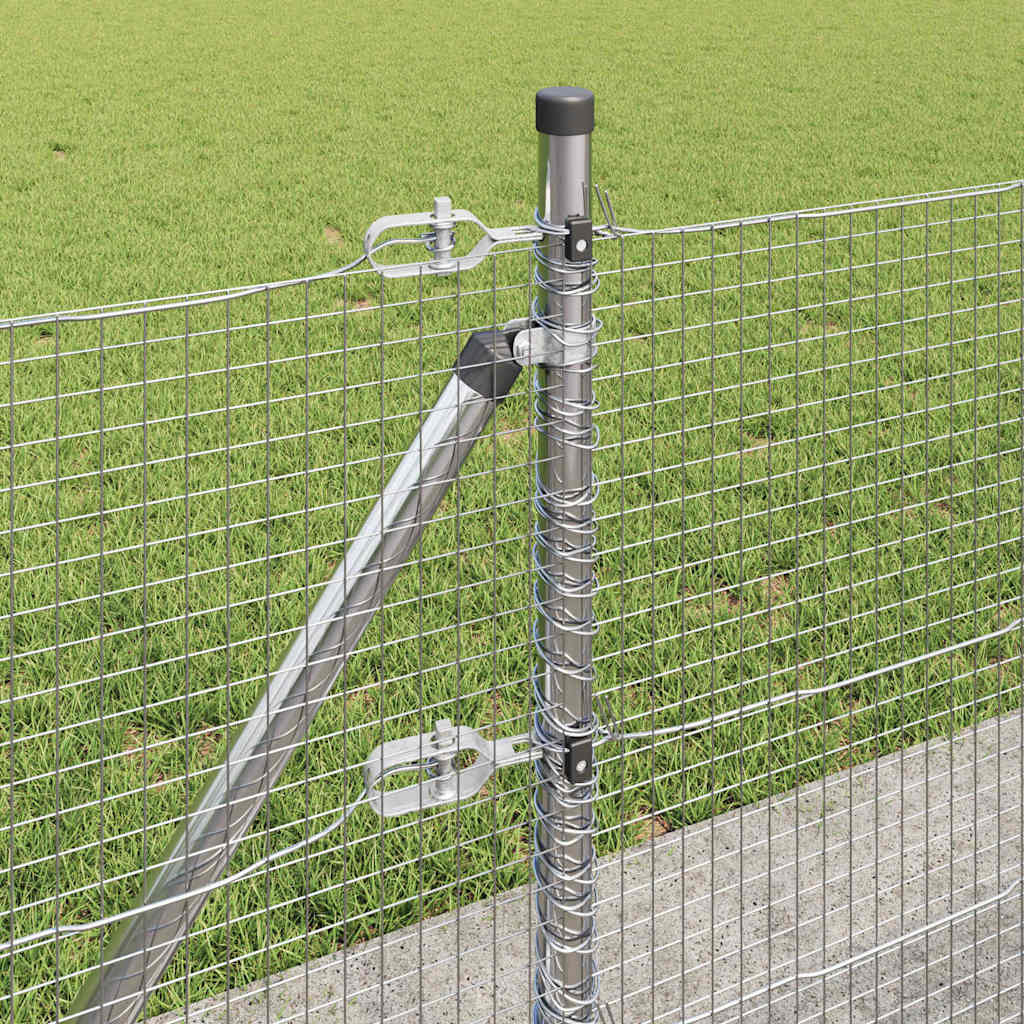 vidaXL Welded Wire Fence with Concrete Base 25 x 0.5 m Silver Mesh 5