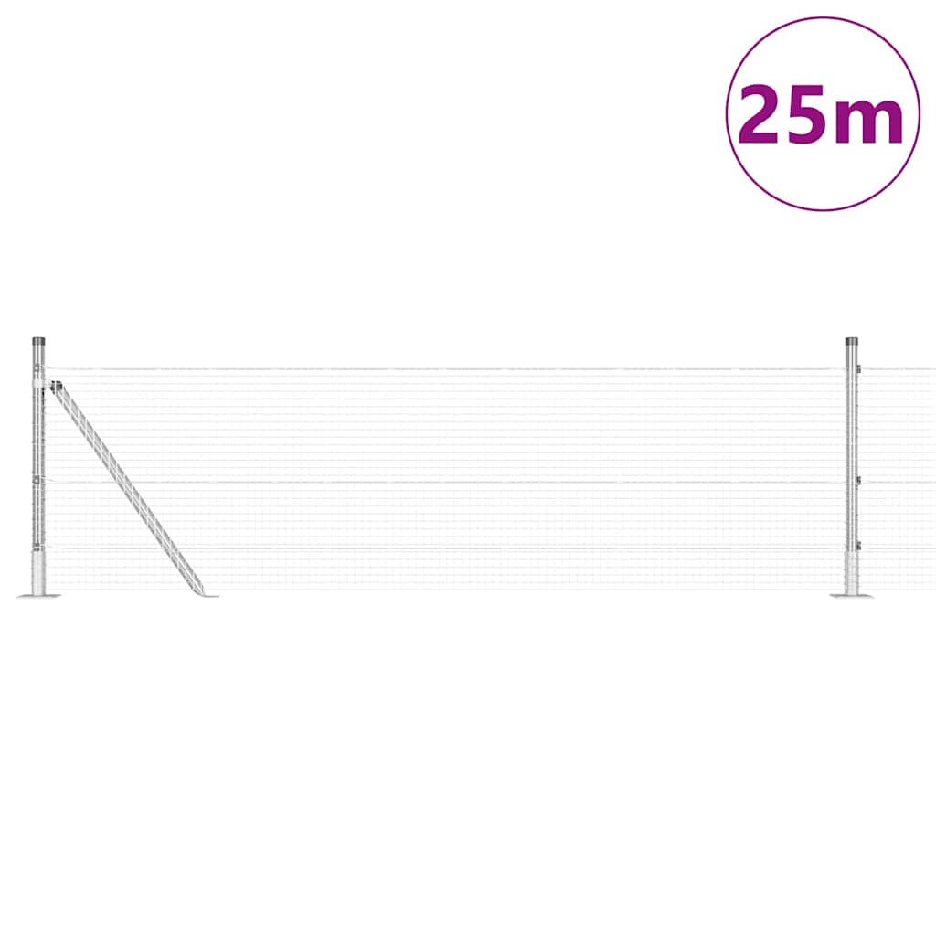 vidaXL Welded Wire Fence with Concrete Base 25 x 0.5 m Silver Mesh 3
