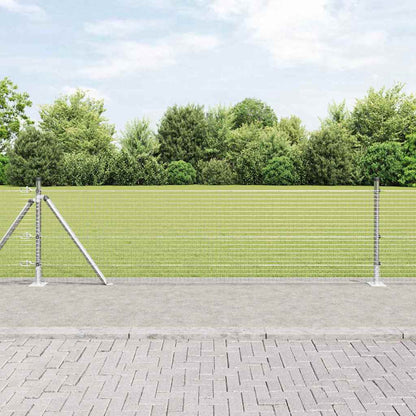 vidaXL Welded Wire Fence with Concrete Base 25 x 0.6 m Silver Mesh 1