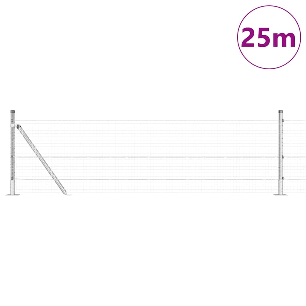 vidaXL Welded Wire Fence with Concrete Base 25 x 0.6 m Silver Mesh 3