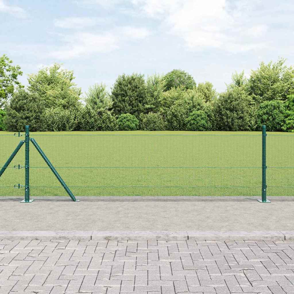 vidaXL Welded Wire Fence with Concrete Base 25 x 0.4 m Green Mesh 1