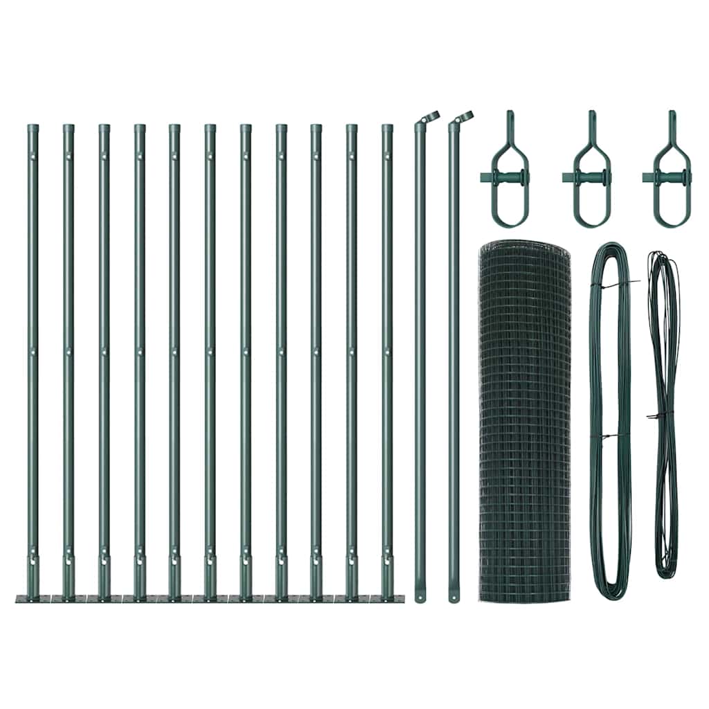 vidaXL Welded Wire Fence with Concrete Base 25 x 0.4 m Green Mesh 2