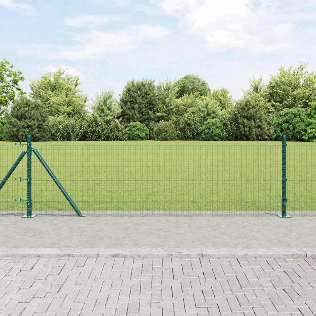 vidaXL Welded Wire Fence with Concrete Base 25 x 0.4 m Green Mesh 1
