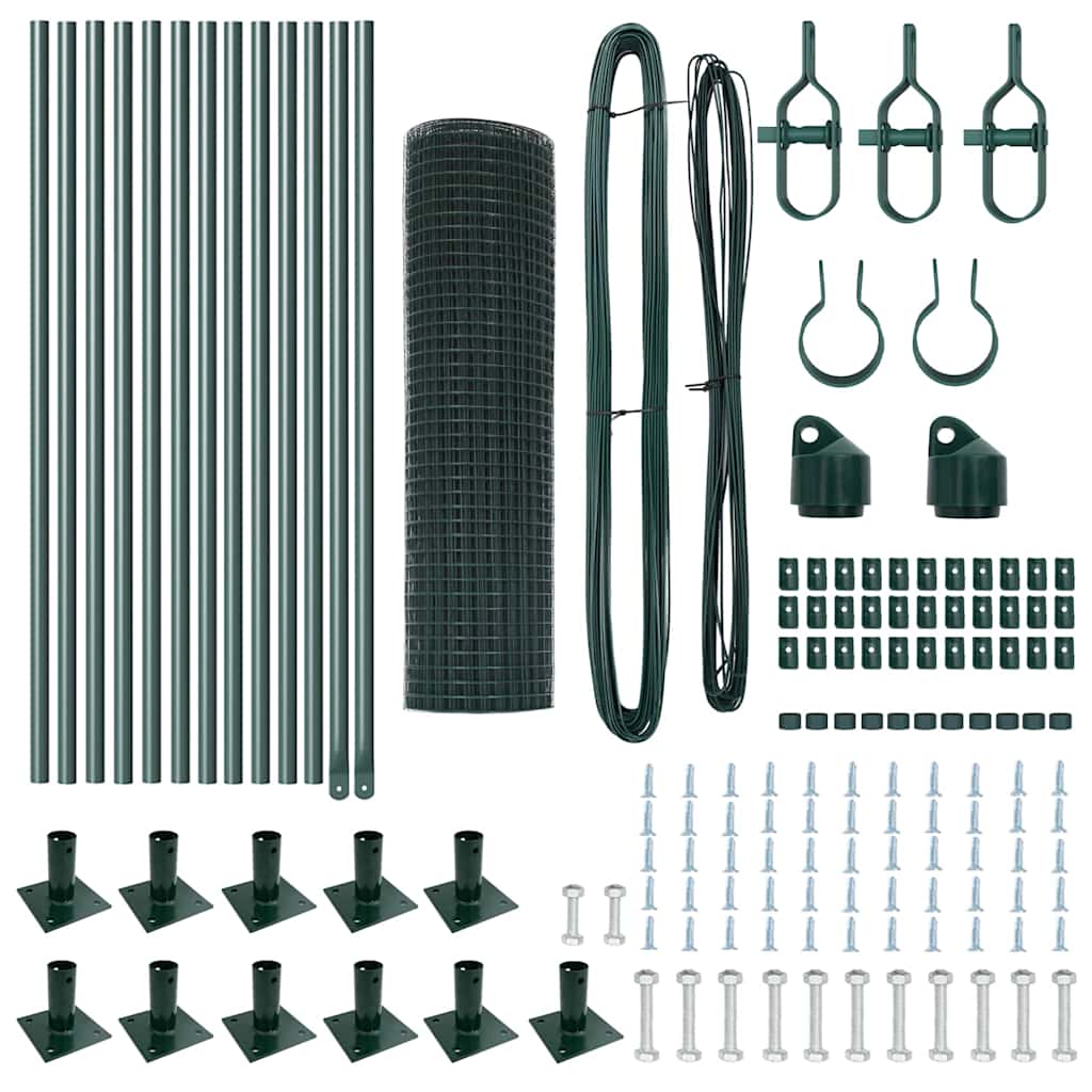 vidaXL Welded Wire Fence with Concrete Base 25 x 0.4 m Green Mesh 6