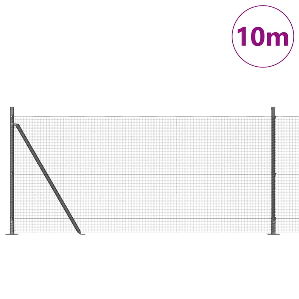 vidaXL Welded Wire Fence with Concrete Base 10 x 1 m PVC-Coated Steel 3