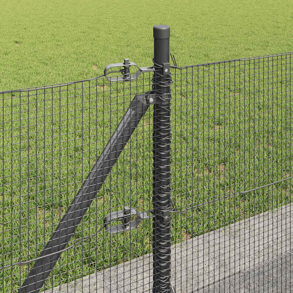 vidaXL Welded Wire Fence with Concrete Base 25 x 0.4 m Grey Mesh 5
