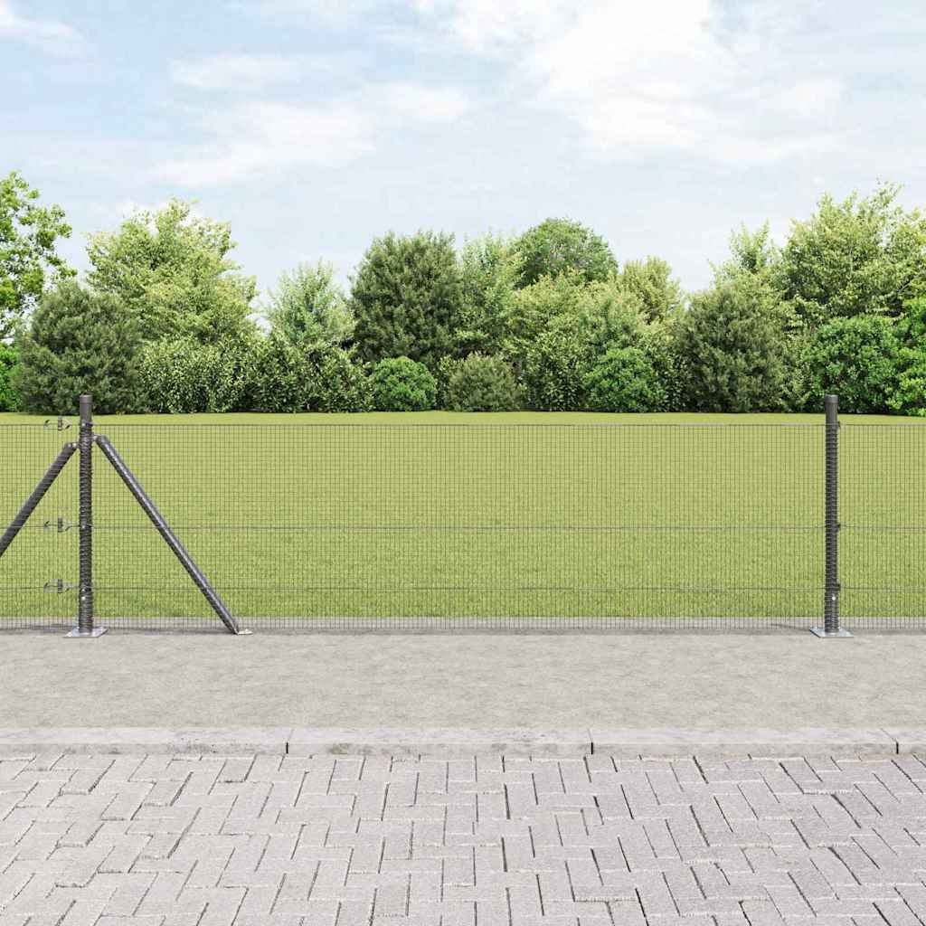 vidaXL Welded Wire Fence with Concrete Base 25 x 0.4 m Grey Mesh 1