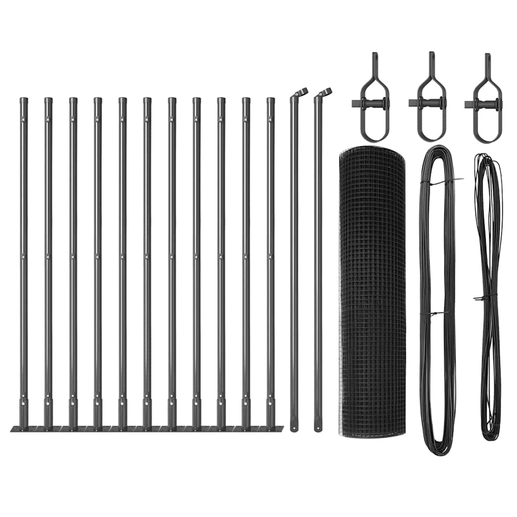 vidaXL Welded Wire Fence with Concrete Base 25 x 0.4 m Grey Mesh 2