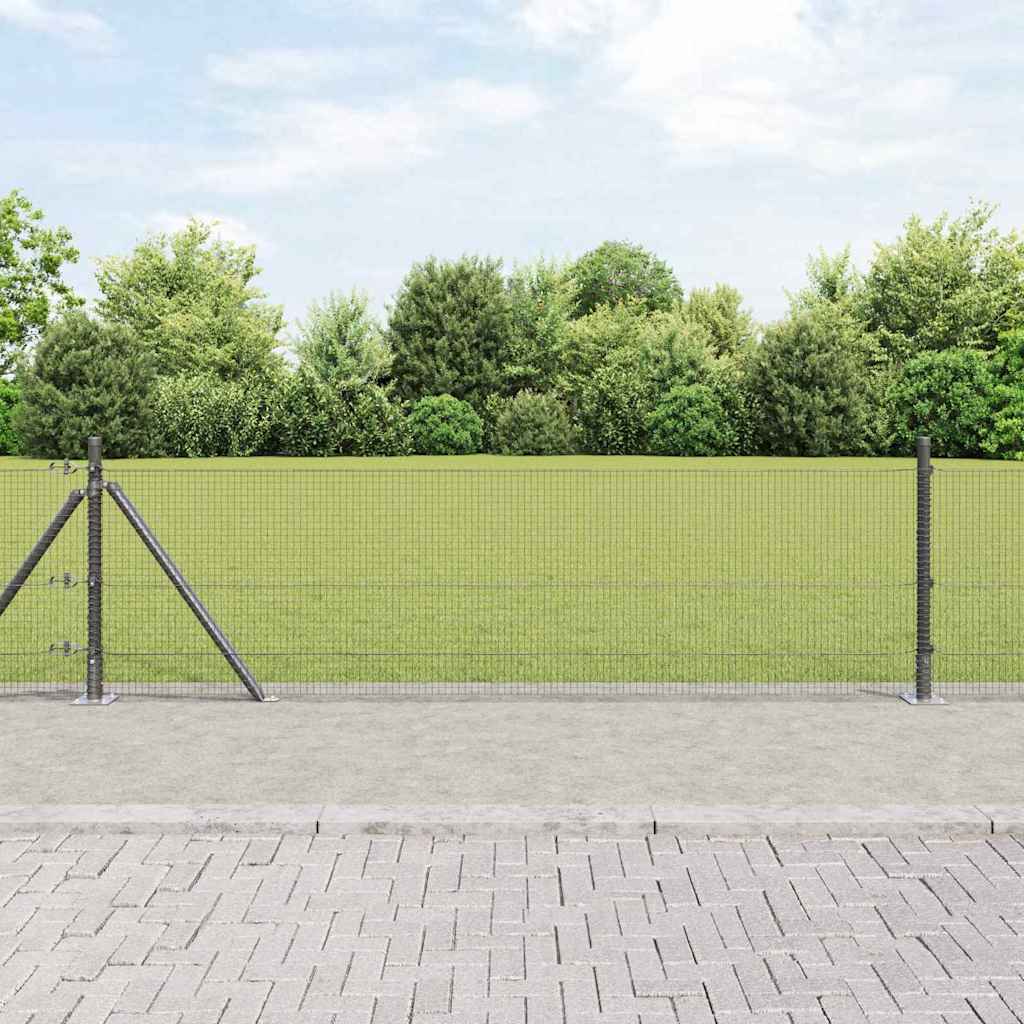 vidaXL Welded Wire Fence with Concrete Base 25 x 0.4 m Grey Mesh 1