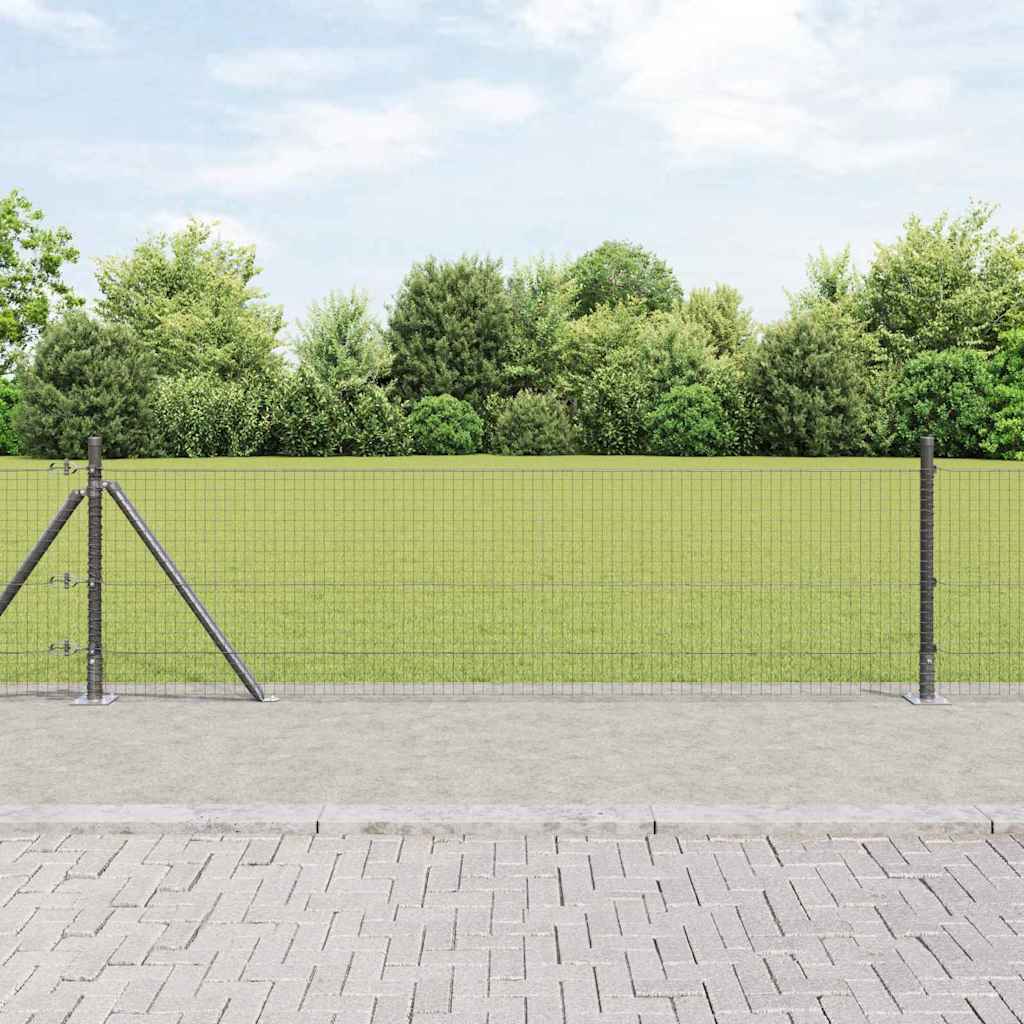 vidaXL Welded Wire Fence with Concrete Base 25 x 0.4 m Grey Mesh 1