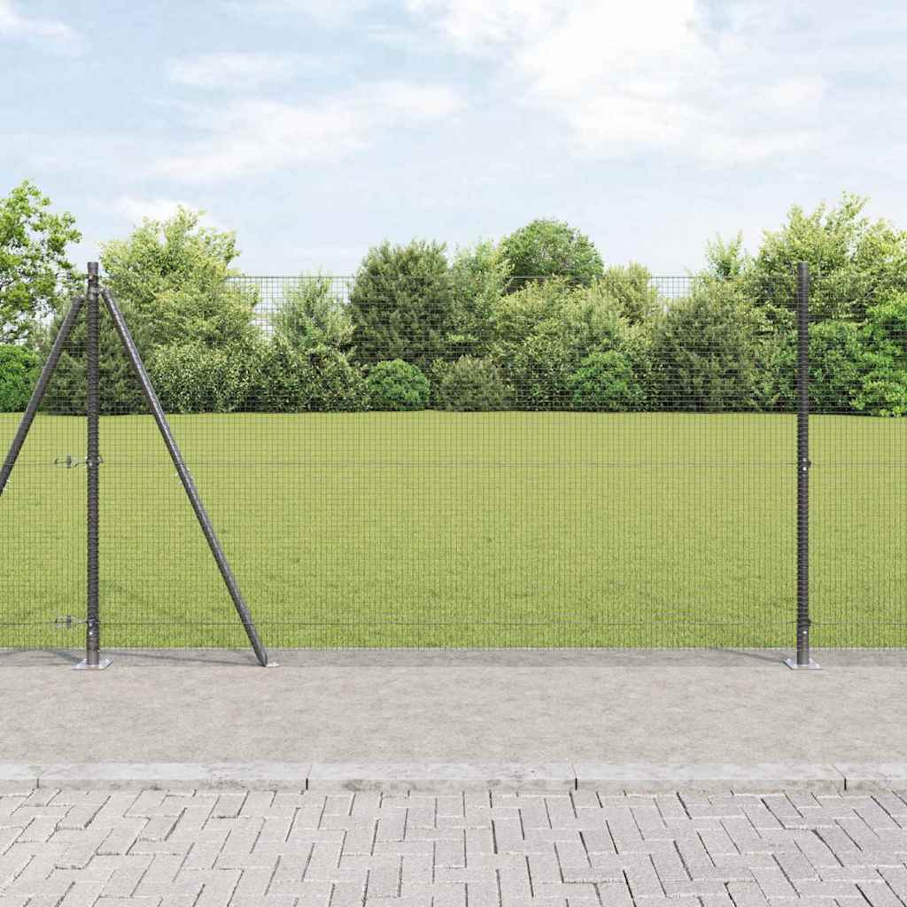 vidaXL Welded Wire Fence with Concrete Base 25 x 0.4 m Mesh Grey mesh Size 16 x 16 mm mesh