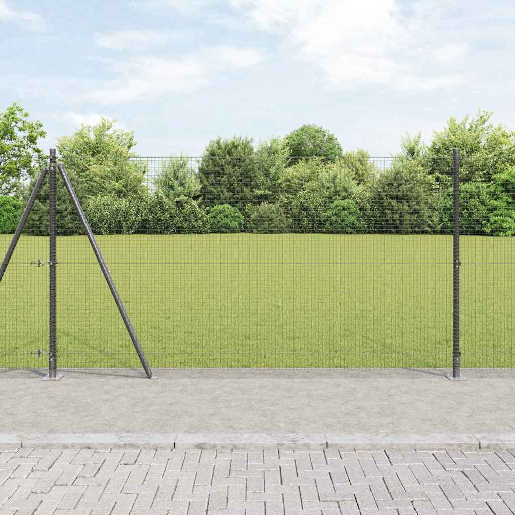 vidaXL Welded Wire Fence with Concrete Base 25 x 0.4 m Mesh Grey mesh Size 19 x 19 mm mesh