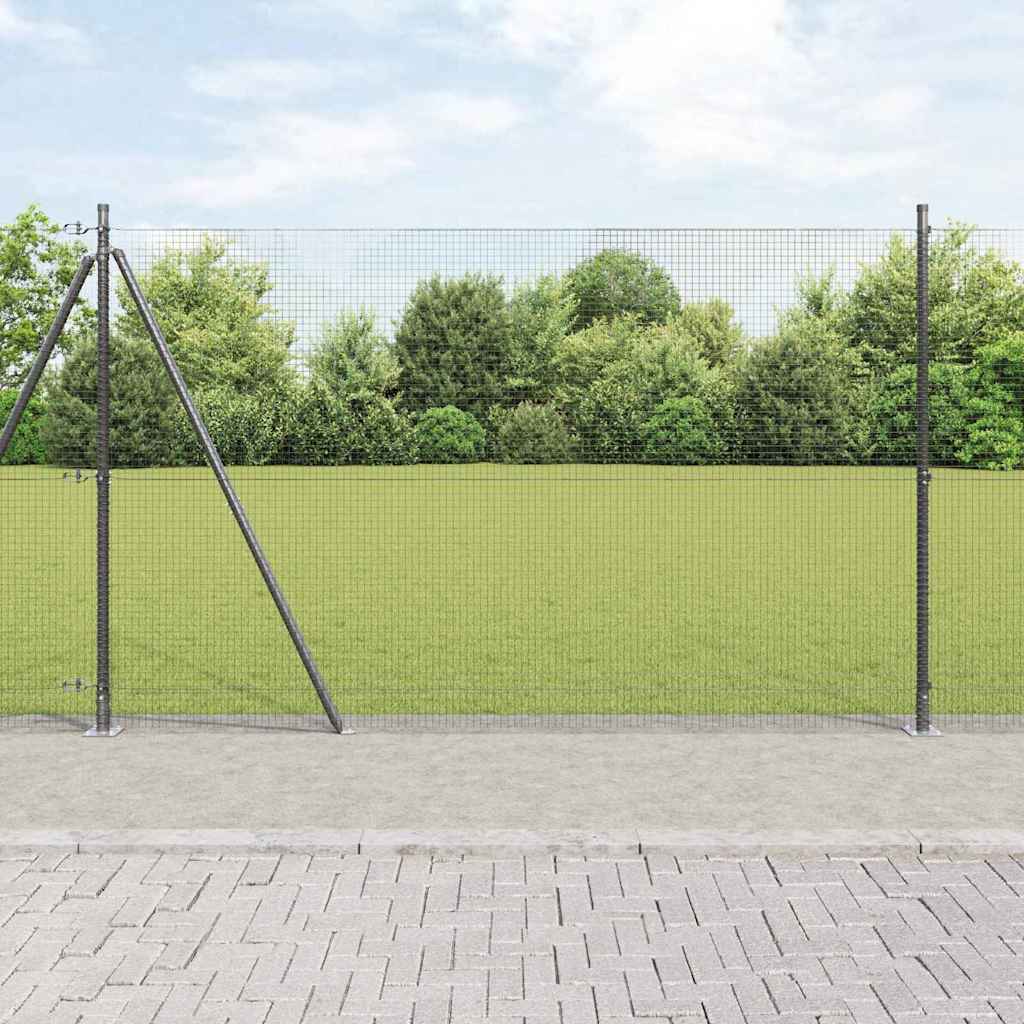 vidaXL Welded Wire Fence with Concrete Base 25 x 0.4 m Mesh Grey mesh Size 19 x 19 mm mesh