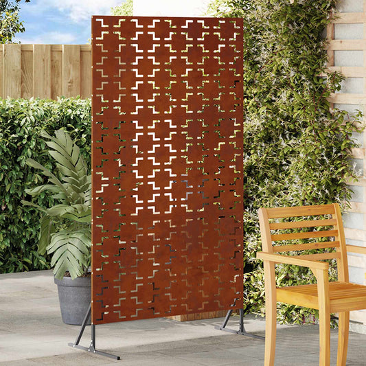 Privacy Screen 100 x 50 x 180 cm Rusty Weathering Steel Cross pattern