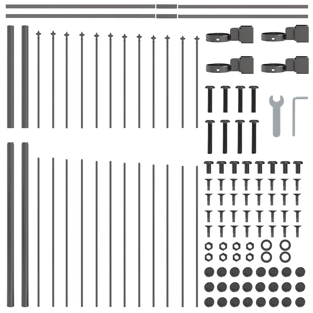 vidaXL Garden Fence WOERDEN 170 x 190 cm Powder-Coated Steel Grey 5