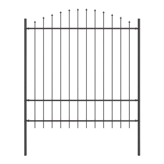 Garden Fence WOERDEN 170 x 215 cm Powder-Coated Steel Grey Height 150-175 cm 170 cm