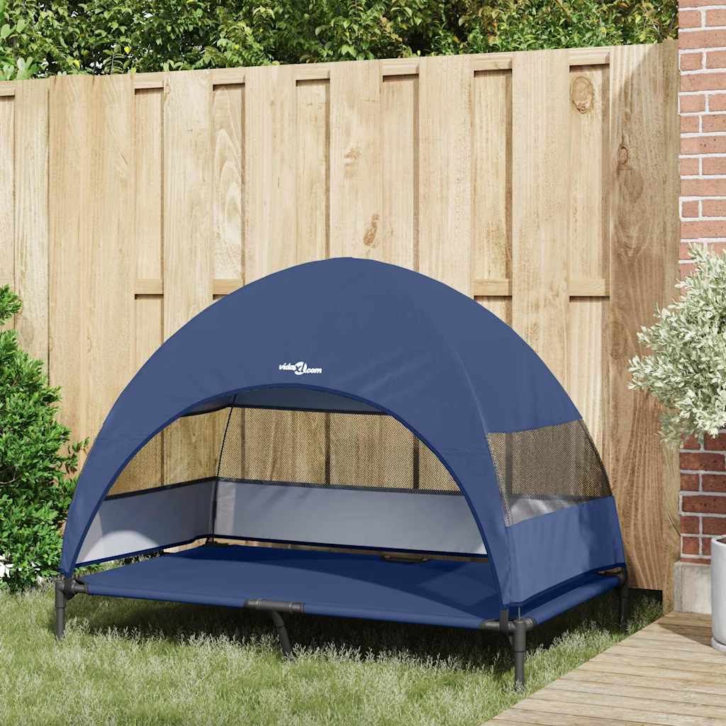 vidaXL Raised Dog Bed 127 x 81 x 108 cm Fabric and Steel Navy Blue 3