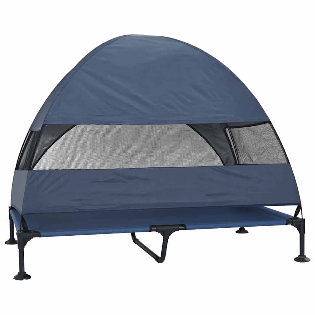 vidaXL Raised Dog Bed 127 x 81 x 108 cm Fabric and Steel Navy Blue 6