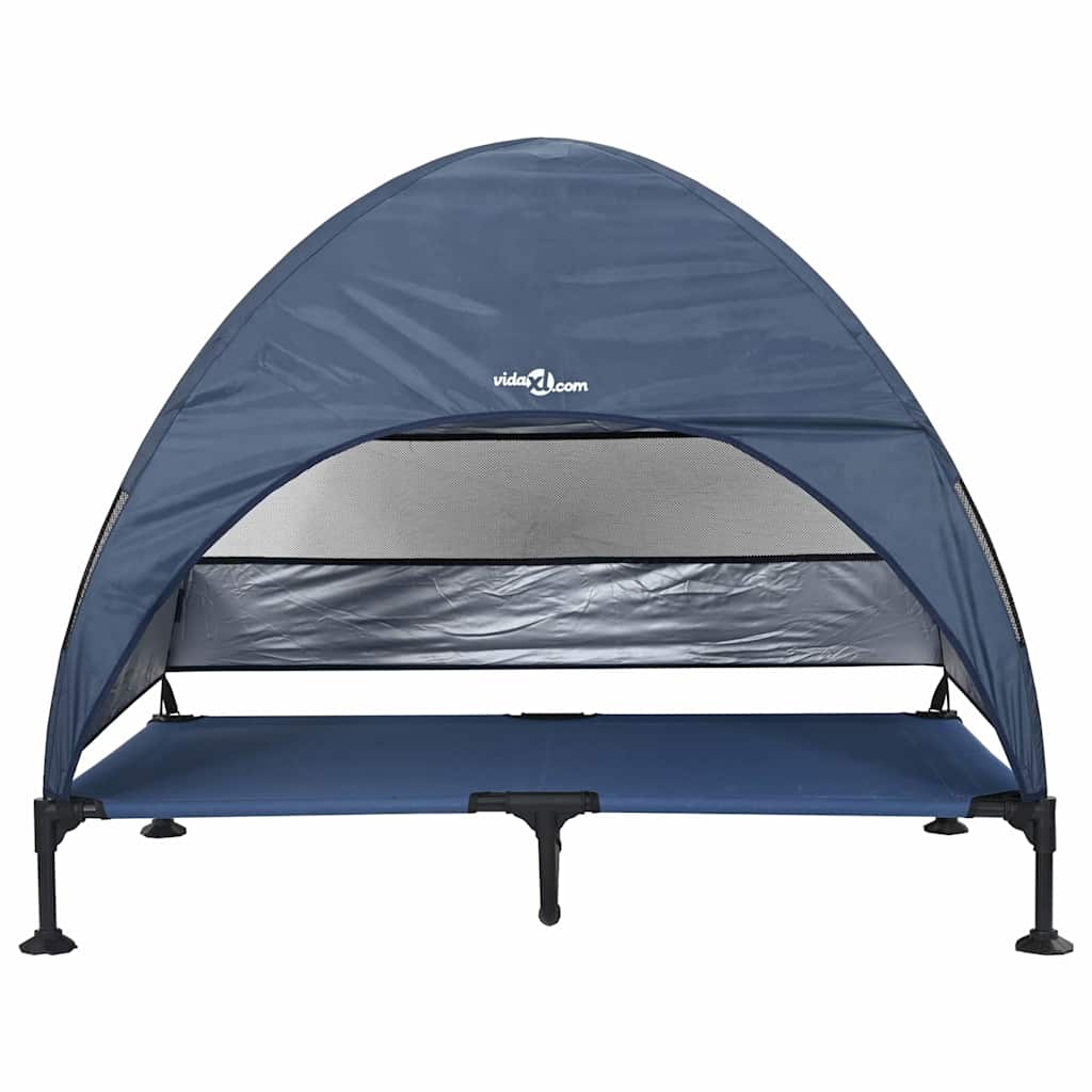 vidaXL Raised Dog Bed 127 x 81 x 108 cm Fabric and Steel Navy Blue 4