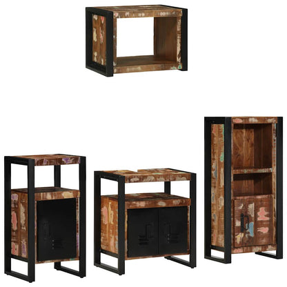 Bathroom Furniture Set 4 pcs Brown and Black Solid reclaimed wood