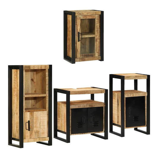 Bathroom Furniture Set 4 pcs Multicolour Solid mango wood