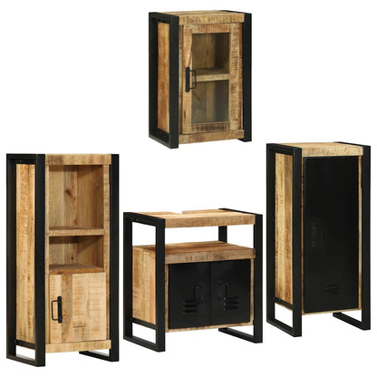 Bathroom Furniture Set 4 pcs Multicolour Solid Rough mango wood
