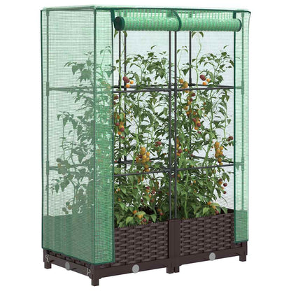 vidaXL Raised Bed with Greenhouse Cover Rattan Look 80x40x123 cm 1