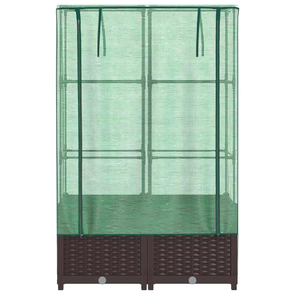 vidaXL Raised Bed with Greenhouse Cover Rattan Look 80x40x138 cm 4