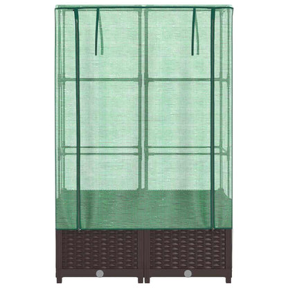 vidaXL Raised Bed with Greenhouse Cover Rattan Look 80x40x138 cm 4