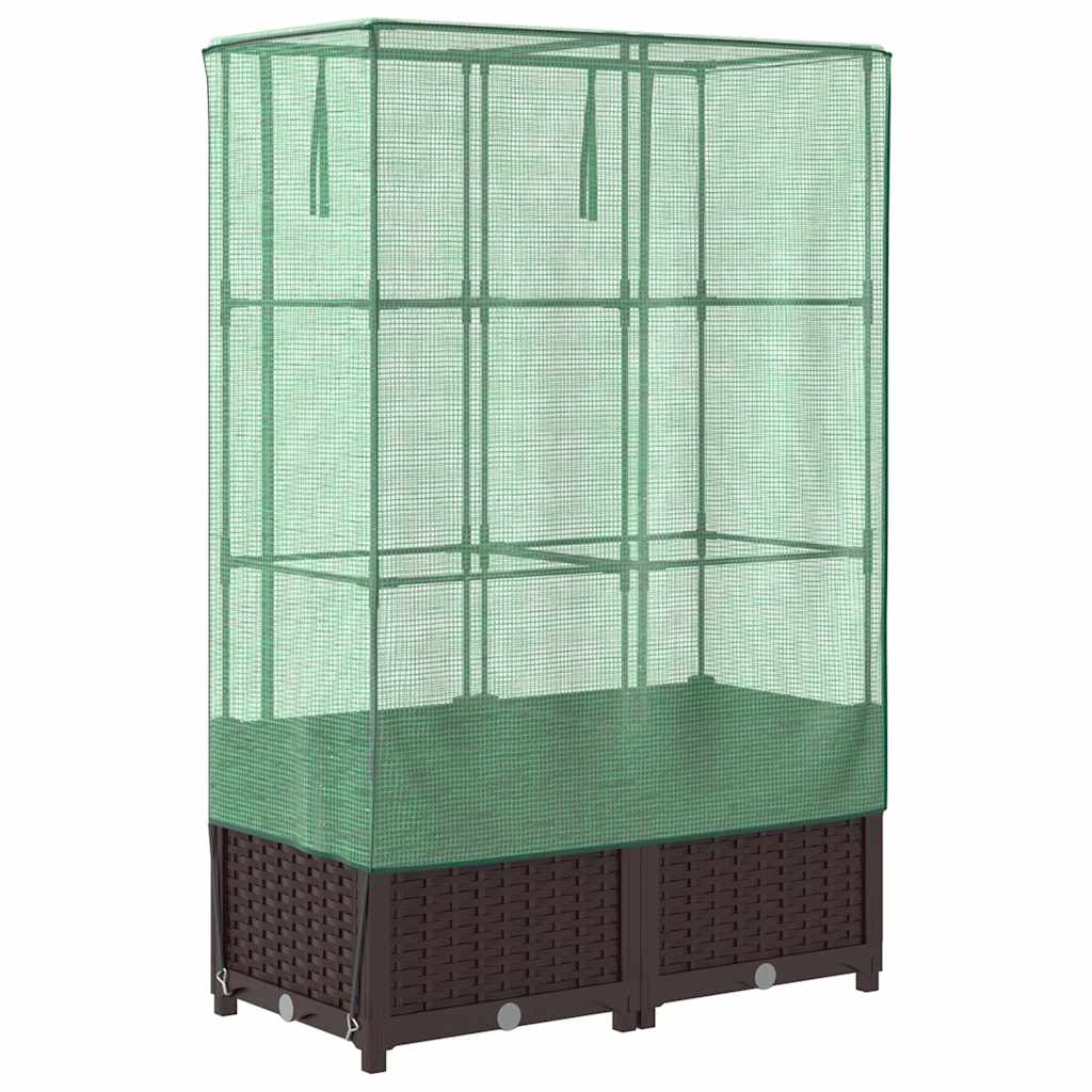 vidaXL Raised Bed with Greenhouse Cover Rattan Look 80x40x138 cm 6